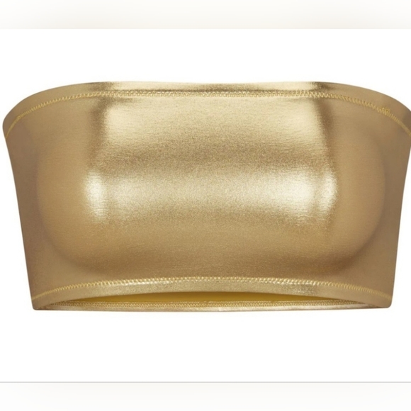 Gold Skims METALLIC SWIM BANDEAU BIKINI/MEDIUM/ NWT - Picture 3 of 13